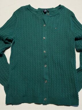 Tommy Hilfiger Teal Green Cable Knit Cardigan